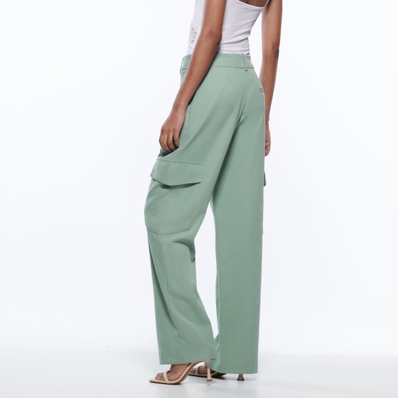 Zara Pants & Jumpsuits Nwt Zara Soft Cargo Pantslight Green Poshmark